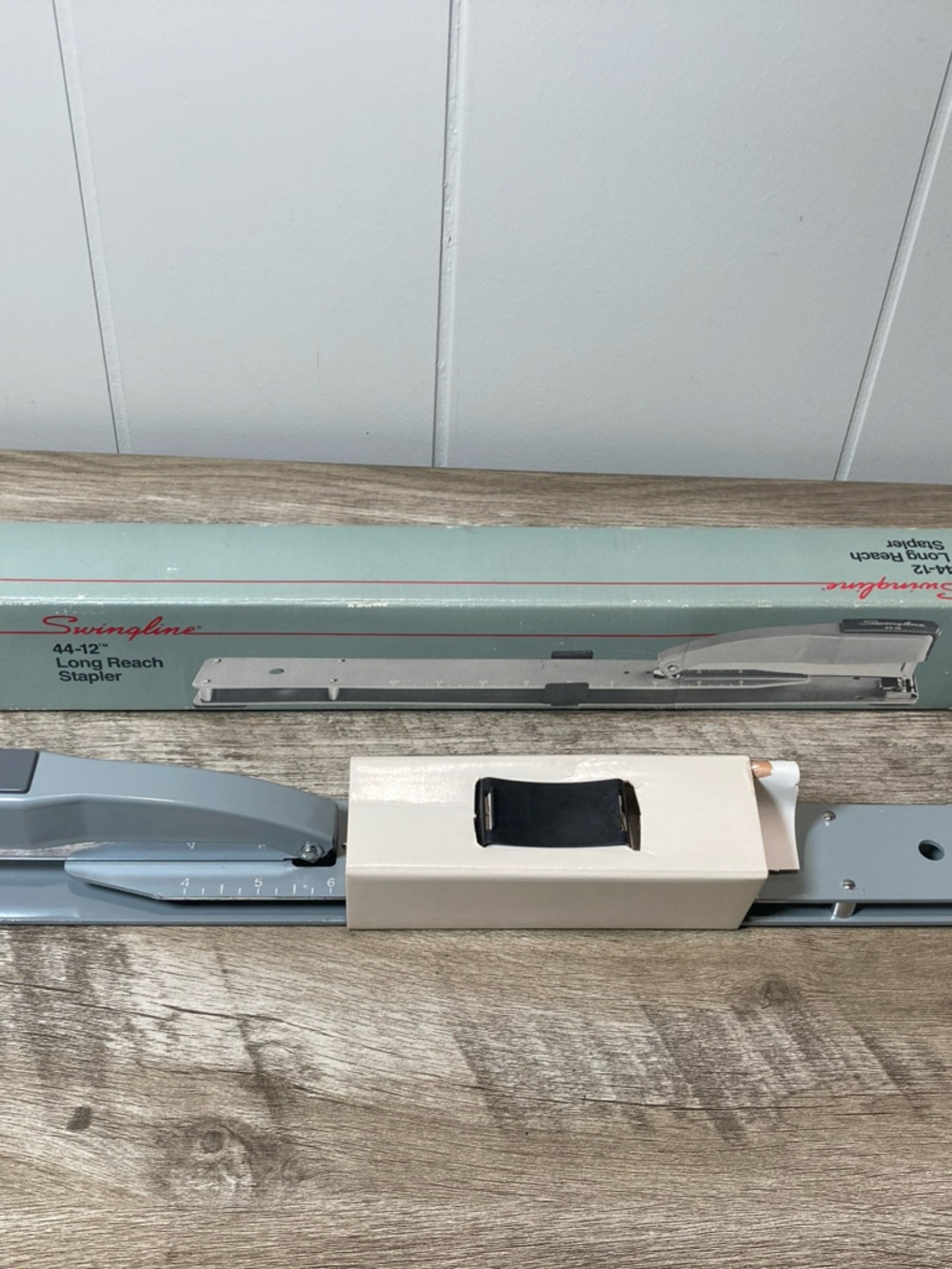 Swingline Long-Reach Stapler in Light Gray and Cream